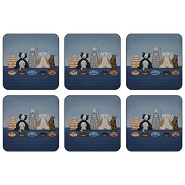 Plymouth Pottery - Hungry Cats Coasters - Set of 6