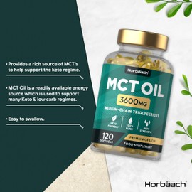 Horb?ach MCT Oil Capsules 3600mg | C8 & C10 | High Strength | Keto Diet Supplement | 120 Softgels | by Horbaach
