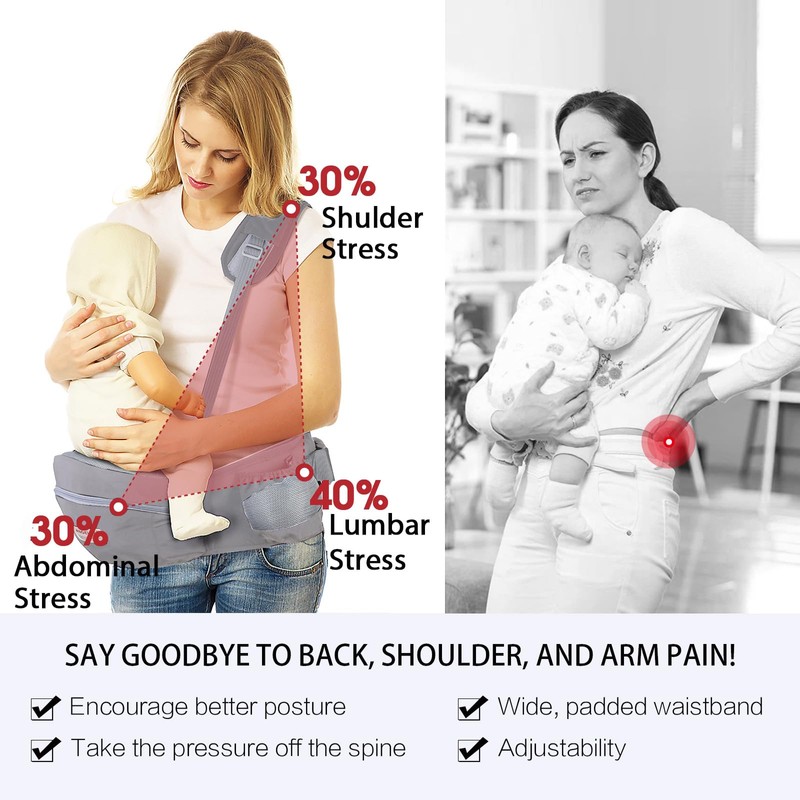 Baby Hip Carrier with Foldable Seat 180゜ Up-Down for Infant,Adjustable