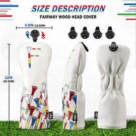 Craftsman Golf Colorful Tees Style White Golf Club Head Covers for Fairway Woods Headcover