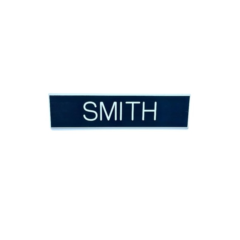 Navy Name Tag, Plastic, Black (Magnetic Pin Posts)