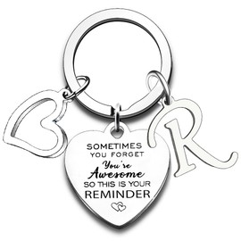Nfyxcaz Inspirational Gifts for Women Friends Initial Keychain A-Z Letter Keychain Alphabet Keyring Sometimes You Forget You're Awesome Letter Keyring (Letter R)