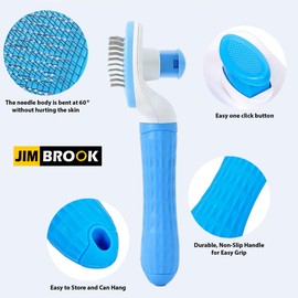 JIMBROOK Cat Brush, Cat Grooming Kit, Dog Brush for Dog Grooming, Cat Brush for Shedding, Cat Hair Brush, Dog Brushes for Shedding Large Dog, Cat Comb, Slicker Brush Dog Self-Cleaning Hair Remover (Blue)