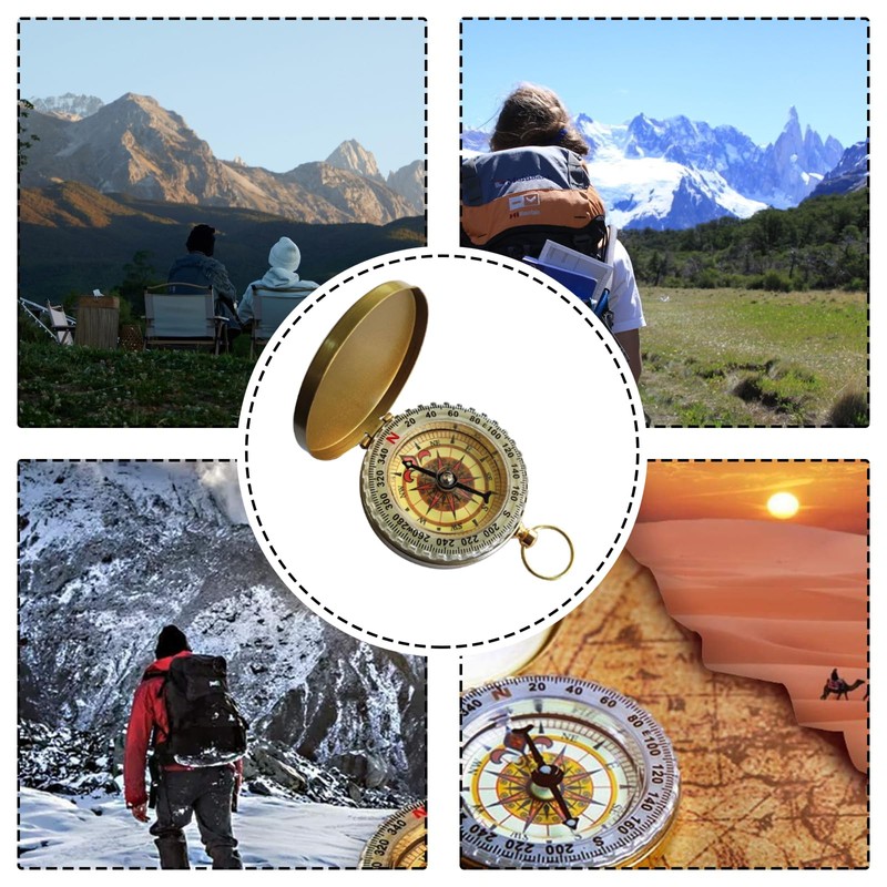VZU Outdoor Compass, Golden Compass, Brass Compass with Retro Design,