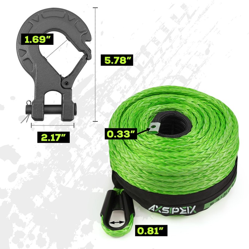 Synthetic Winch Rope Kit, 1/4" x 50ft 10000LBS Blue Winch