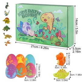 Dewocke 8PCS Bath Bombs for Kids with Surprise Dinosaur Toy Inside, Dino Egg Bath Bombs, Bubble Bath Bombs, Natural Essential Oil SPA Bath Fizzies Set, Large Bath Bombs Gift Set for Boys Girls