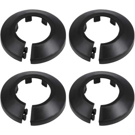 Juvielich 4Pcs Fit for 0.98"/25mm Pipe PP Plastic Flange Pipe Cover Decoration Black Escutcheon Collar Pipe Cover Radiator for Wall Pipe Tube Decoration