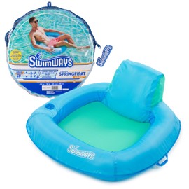 SwimWays Spring Float Premium SunSeat Pool Chairs, Inflatable Pool Floats Adult with Fast Inflation for Ages 15 & Up, Sky Blue