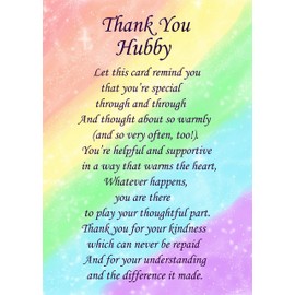 Thank You 'Hubby' Poem Verse Greeting Card
