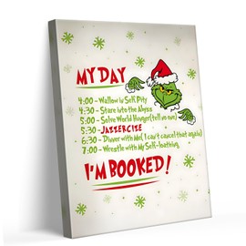 Christmas Wall Art Funny Christmas Canvas Decor - "My Day I'm Booked!" Fairy Themed Holiday Canvas Picturs Print Xmas Kids Wall Artwork for Living Room, Bathroom, or Bedroom 24x30inch