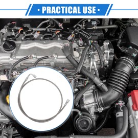 A ABSOPRO AN3 Braided Steel Turbo Refueling Line 90 Degree - Straight Hose End 44" Remote Turbocharger Oil Drain Return Line Universal Car Durable Stainless Steel PTFE Silver Tone