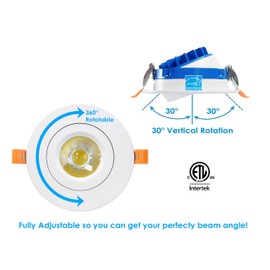 LED FANTASY 4-Inch Gimbal Recessed LED Downlight with IC Rated Junction Box, 15W 100W Equivalent, 1000lm, ETL Listed Energy Star, Adjustable LED Retrofit Lighting Fixture (5000K Daylight, 6 Pack)