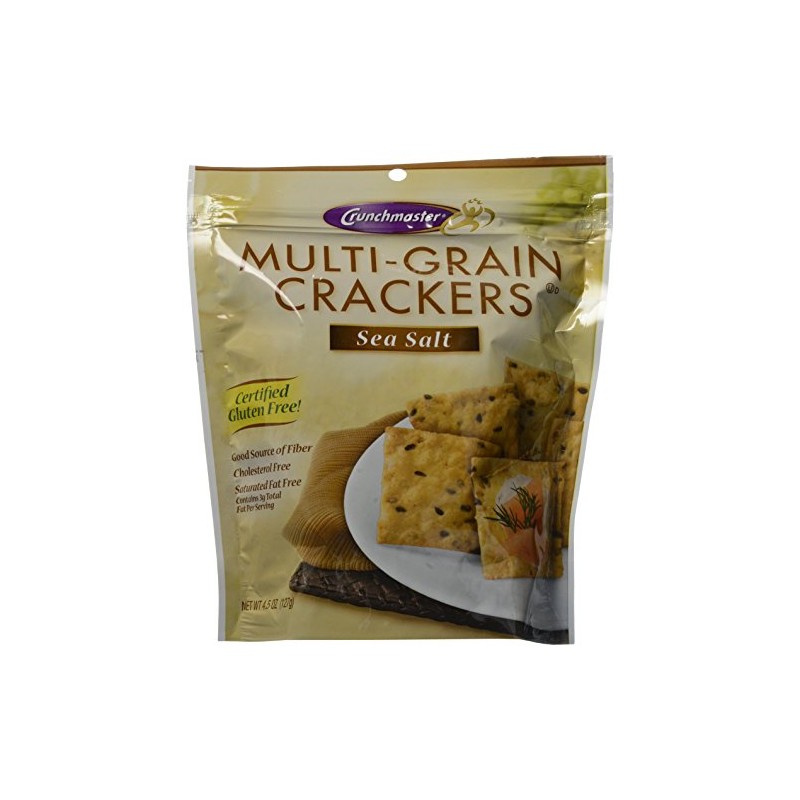 Crunchmaster Multi-Grain Crackers, Sea Salt, 4.5 Ounce (Pack of 6)