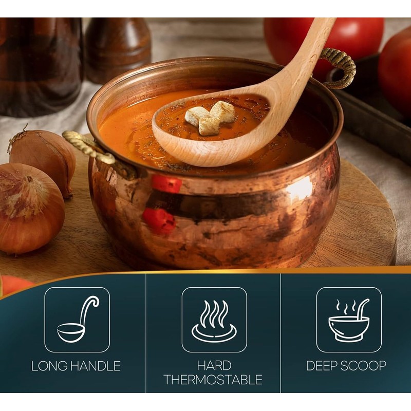 Natural Spoon Classic Wooden Soup-ladle Bamboo Kitchen dinnerware Tools (Ladle,