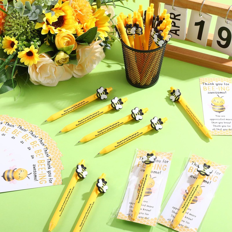Qilery 25 Sets Bee Theme Pen Favor Bulk – Thank