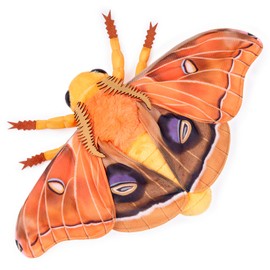 FRANKIEZHOU Realistic Polyphemus Moth Plush Animal - Orange 9.8 Inch,Polyphemus Moth Plush Toy, Soft Moth Stuffed Toy, Girls Toy,Moth Toy for Kids, Home Decor, Cuddle Toy