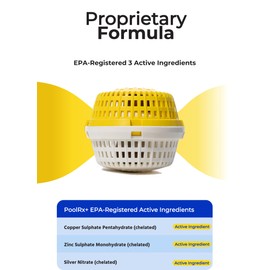 PoolRx+ Mineral Algaecide Unit, up to 6-Month Algae Control, for 100-400 gallons, Yellow & White, New Formula with Silver.