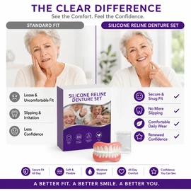 Temporary Cosmetic Denture Set for Adults – Soft Upper & Lower False Teeth for Men & Women, Smile Appearance & Temporary Tooth Coverage Support