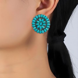 Western Jewelry for Women Silver Earrings Turquoise Dangle Earrings Boho Jewelry Gifts Rodeo Accessories Western Outfit for Women