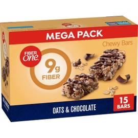 Fiber One Chewy Bars, Oats and Chocolate, Fiber Snacks, Mega Pack, 15 Ct, 21.2 oz