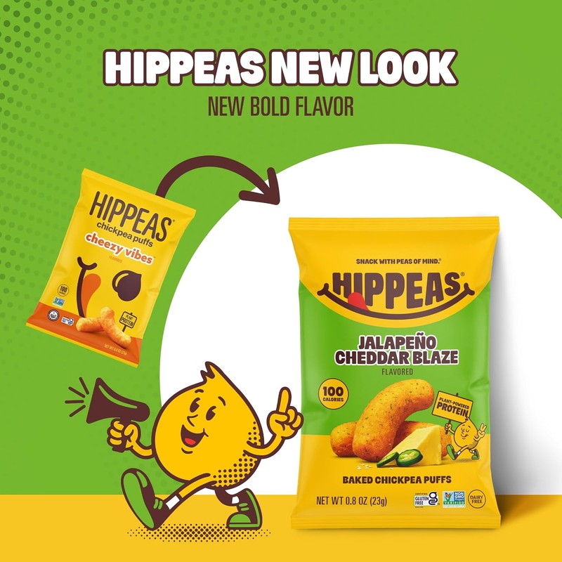 Hippeas Chickpea Puffs, Jalapeño Cheddar Blaze, 30 x 0.8 oz
