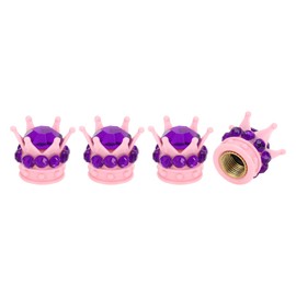 A ABSOPRO Tire Valve Stem Caps 12.8x15.8MM Car Wheel Valve Cap ABS Pink Purple Faux Crystal Crown Style for Car Bike Motorcycle Truck Anti Crash Tyre Valve Stem Cover Valve Dust Cap 4 Pcs