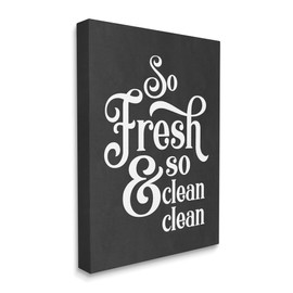 Stupell Industries So Fresh So Clean Laundry Phrase Vintage Typography, Designed by Lettered and Lined Canvas Wall Art, Grey
