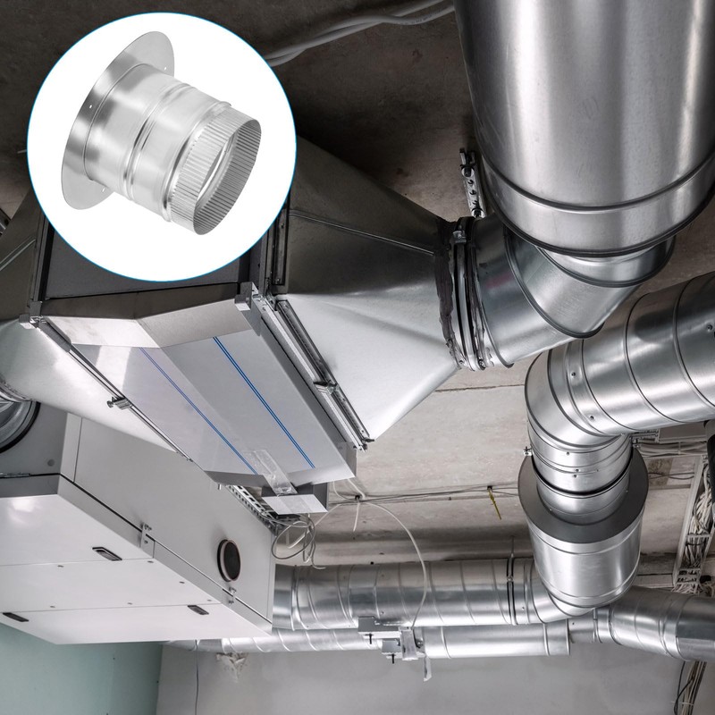 PATIKIL 6" Round Duct Collar, Galvanized Duct Connector Flange Pipe