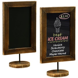 MyGift 12-Inch Burnt Wood Framed Memo Chalkboard, Countertop Home Message Board Sign, Set of 2