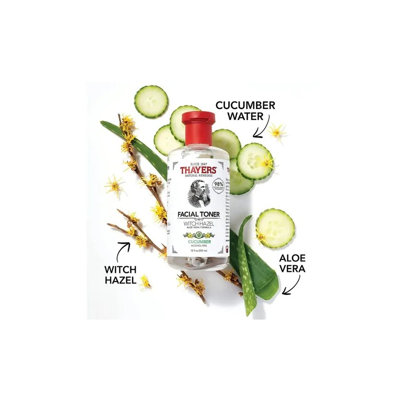 Thayers tónico Witch Hazel pepino 89 ml, refresca y balancea