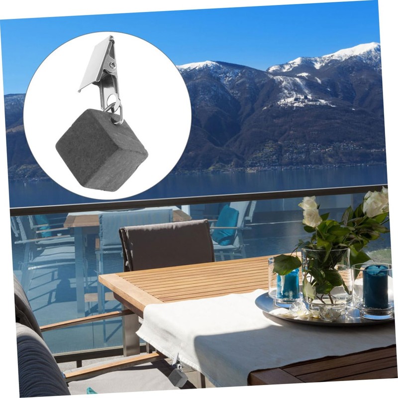 Mobestech 6Pcs Decorative Tablecloth Weights with Metal Clips Stone Table