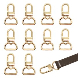 XCSJ Carabiner Hook for Bags, Swivel Carabiner Hook, 360° Rotating Zinc Alloy Bag Accessories, Key Carabiner for Bags, Keychains, DIY, 10 Pieces (Gold, 2 cm)