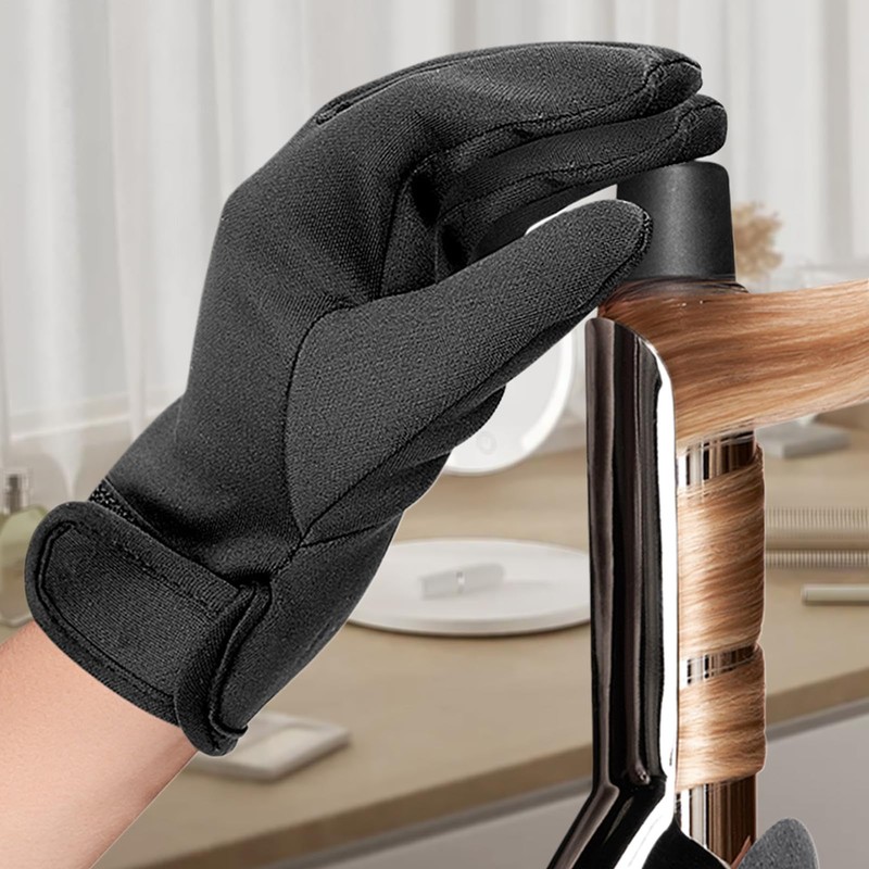 Generic Professional Heat Resistant Hair Styling Gloves - Black, Unisex