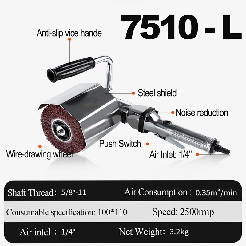 Pneumatic Metal Burnishing Machine,Air Sander Polisher for Wood Stainless Steel