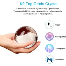 YingErTool K9 Crystal Transparent Ball, 100mm/3.94 inches Decorative Photography Ball, Transparent Crystal Ball Photography Lens Ball - Glass Ball Soothing Device, Meditation, No Stand (100 mm)