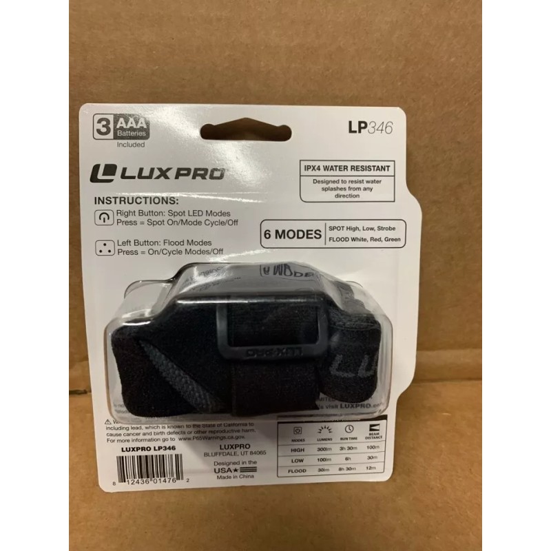 Lux.Pro Lux-Pro 300-Lumen LED Headlamp 3 Color-Changing (Battery Included)