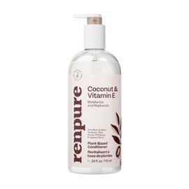 RENPURE Acondicionador profundo de coco y vitamina E a base de plantas para cabello seco y dañado, sin sulfatos, sin parabenos y seguro de color - Acondicionador hidratante de coco natural