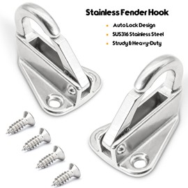 AMYSPORTS Heavy Duty Fender Hook Screw Wall Hanging Staple Hanger Marine Fender Stainless SUS316 2pcs