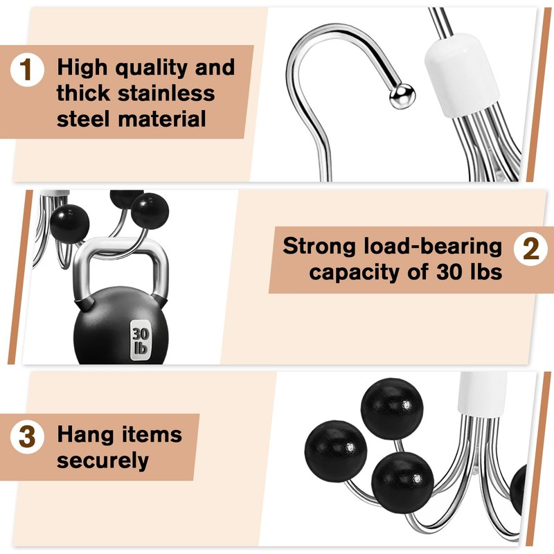 Hoodie Organizers 2-Pack, 6 Balls 360°Swivel Hoodie Hangers for Closet