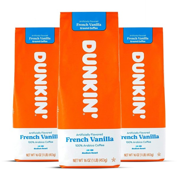 Dunkin' Donuts Dunkin Donuts Coffee French Vanilla 16 OZ Bag, Pack of 3