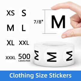 Printholic 3500 PCS Clothing Size Stickers Labels 7/8" Round Self Adhesive Size Stickers for Clothing T Shirts Retail, 7 Sizes (XS, S, M, L, XL, XXL, XXXL)