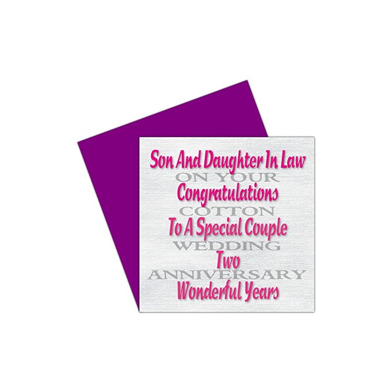 Son & Daughter In Law 2nd Wedding Anniversary Card –