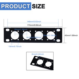 GeeekPi 7 inch 1U D-Series Rack Panel 4D XLR HDMI Audio Rack Mount Panel for DeskPi RackMate TT Server Cabinet (1)