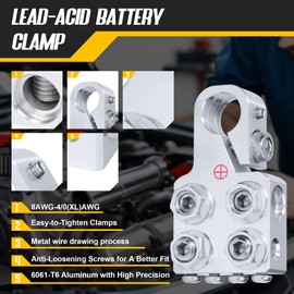 12-Way Lead Acid Battery Terminal Connectors, AGM Post Terminal Ends Battery Post Terminal Ends, Battery Terminal Clamps 8AWG up to 4/0(XL) AWG Gauge, Positive & Negative for SAE/DIN/EN