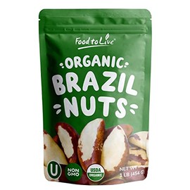 Organic Dry Roasted Brazil Nuts with Himalayan Salt, 1 Pound – Non-GMO, Oven Roasted, Lightly Salted, No Oil Added, Whole. Vegan, Kosher, Bulk. High in Protein and Selenium. Keto-Friendly Snack