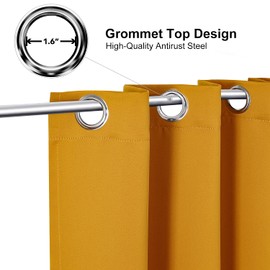 ChrisDowa Cortinas de oscurecimiento con ojales para recámara y sala de estar, juego de 2 paneles de cortinas opacas con aislamiento térmico (amarillo mostaza, 38 de ancho x 54 de largo)