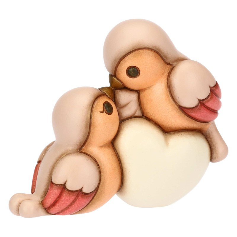THUN - Coppia ciuffolotti con cuore, medi - ceramica -