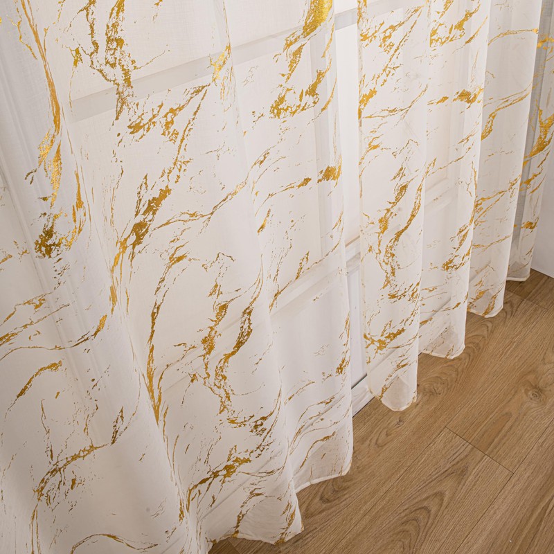 Sutuo Home Marble Sheer Curtains 84 Inch Long 2 Panels