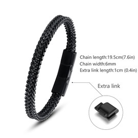 LUCKY2+7 Bracelets for Men-Stainless Steel Magnetic Clasp Franco Chain Mens Bracelet