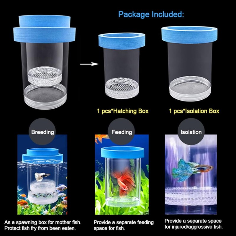 Kirmoo Floating Fish Breeding Isolation Box for Aquarium Tank Plastic